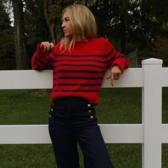 J. Crew Rollneck Red and Blue Striped  Sweater NWOT - Picture 3 of 9